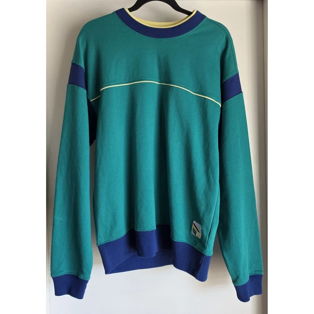 Urban Outfitters Sweatshirt S Colorblock Green Blue Yellow Pullover Retro Tennis